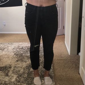 Light distressed straight jean